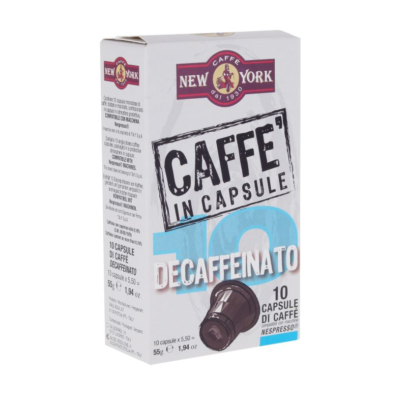 Weiße Produktverpackung New York Decaffeinato Nespressokapseln 10 Stück