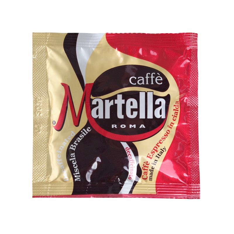 Rote Produktverpackung Martella Decaffeinato Pads 18 Stueck