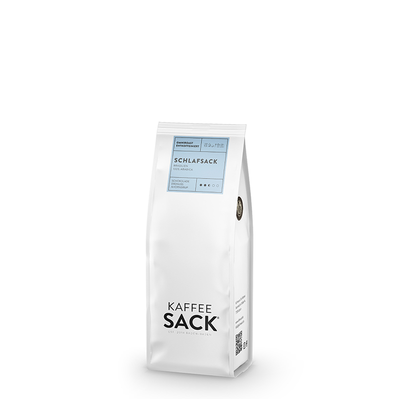 Weisse Produktverpackung Kaffeesack Schlafsack 250 g Bohnen