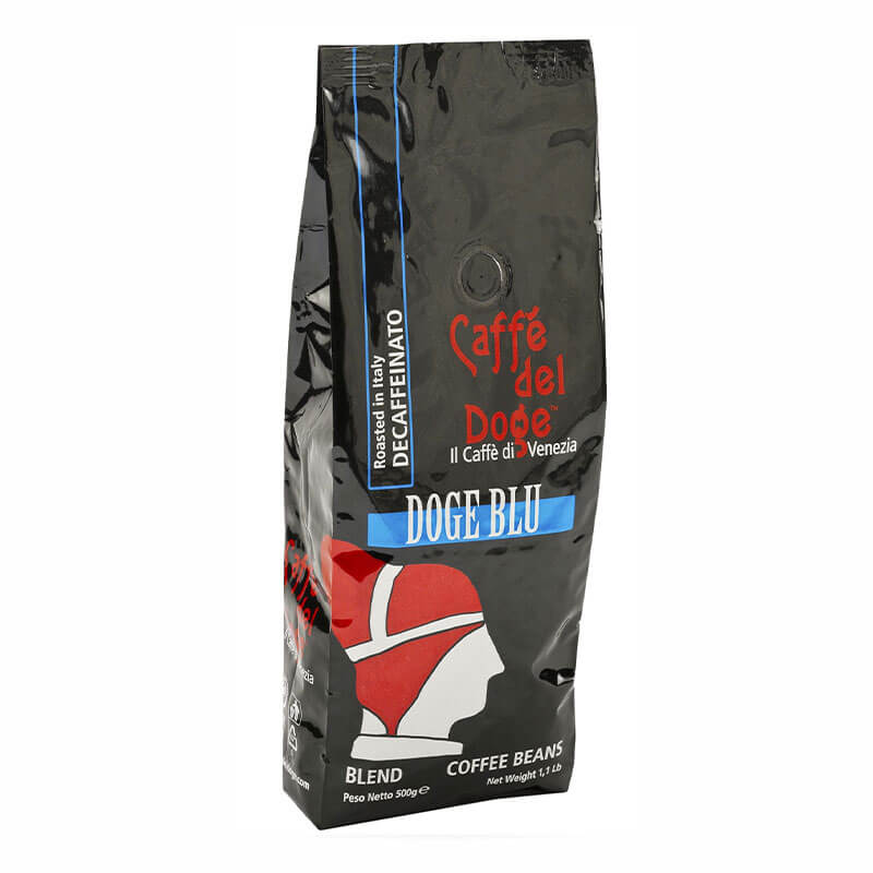 Schwarze Produktverpackung Caffè del Doge Decaffeinato ganze Bohne 500 g