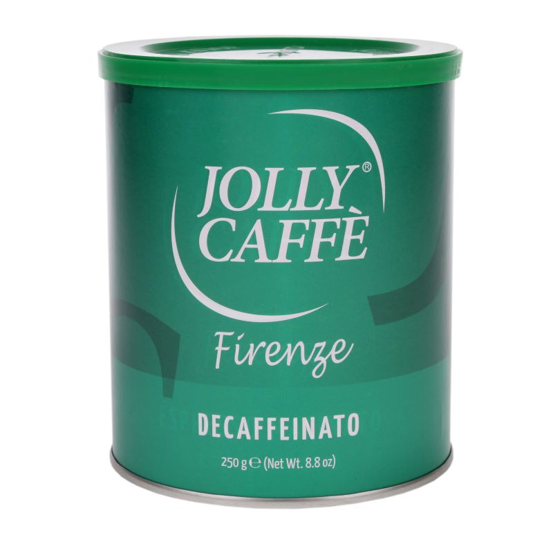 Grüne Produktverpackung Jolly Firenze Decaffeinato 250 g gemahlen Dose