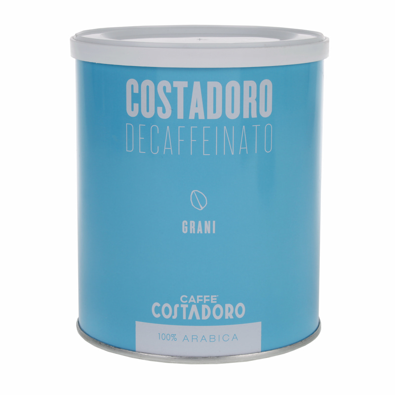 Himmelblaue Produktverpackung Costadoro entkoffeiniert ganze Bohne 250 g