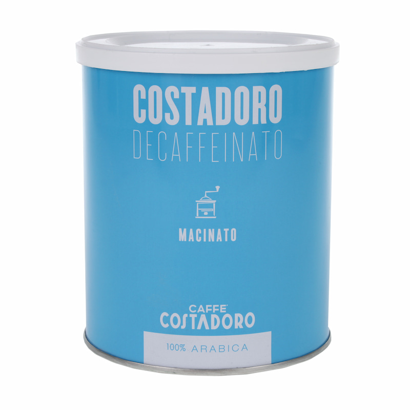 Himmelblaue Produktverpackung Costadoro entkoffeiniert gemahlen 250 g