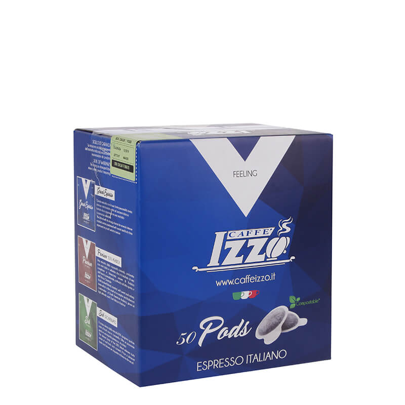 Blaue Produktverpackung Izzo Feeling Decaf E.S.E. Pads 50  Stueck